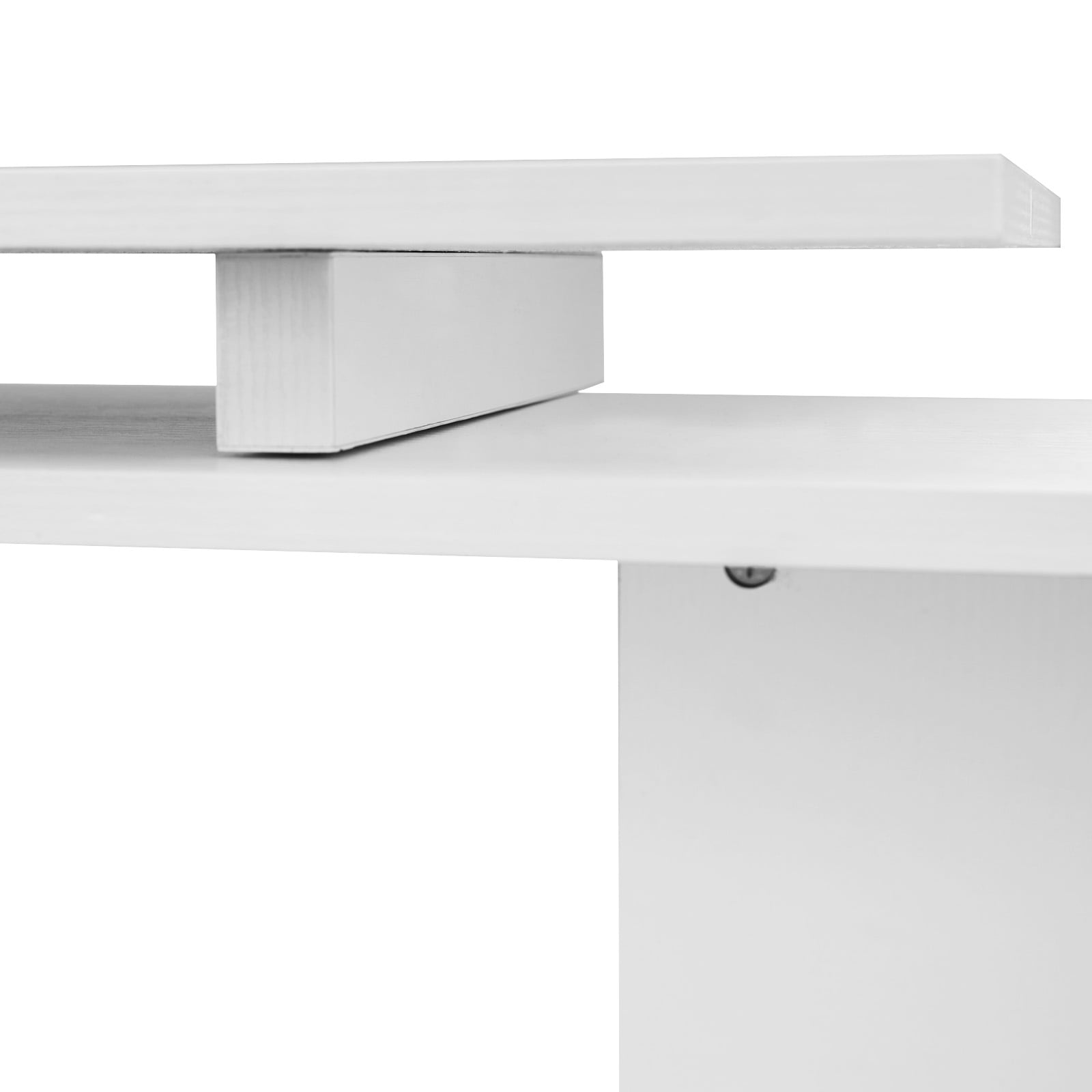 Office Desks 55" 360° Rotating Corner Computer Desk Modern L-Shaped Home Office Workstation with 3-Tier Storage Shelves, Bookshelf, White,Wooden Office Desks
