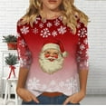 thumbnail image 5 of Jsaierl Merry Christmas Shirts for Women Plus Size Christmas Print Tees Stretch Round Neck T-shirt 3/4 Sleeve Holiday Blouse Tops Christmas Costumes, 5 of 7