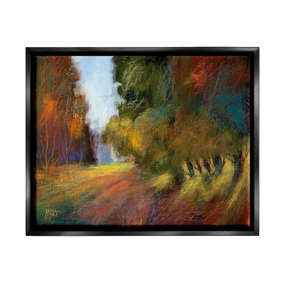 Stupell Vivid Tree Grove Clearing Landscape Painting Black Floater Framed Art Print Wall Art