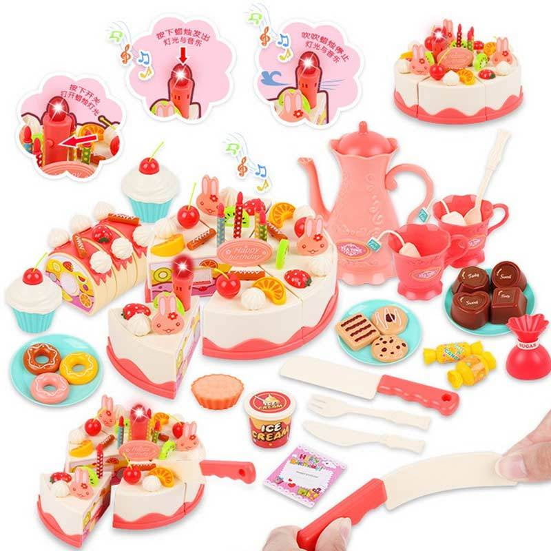 Children's Day Gift Food Toy DIY Pretend Game Cutting Birthday Cake 38PCS Foods 
