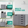 thumbnail image 4 of Naomi Home Adult Amy 5-Drawer Wood Dresser Chest with Cabinet Door, Mobile Storage Organizer & Printer Stand for Home Office, Grey, 4 of 10