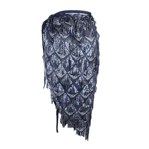 Bufanda de Cintura de Danza de Vientre Turbante de Cadera con Lentejuelas larga Irregular Elegante para Mujer Bailarina Azul s Baoblaze Bufanda larga de cadera para danza del vientre