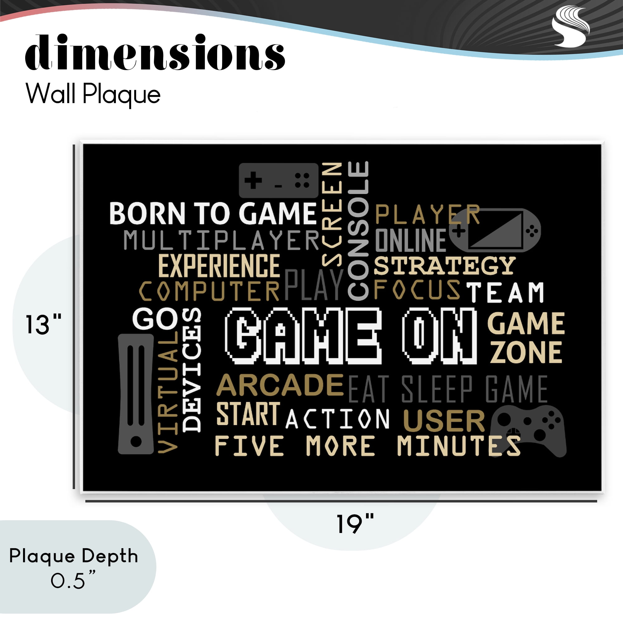 Stupell Industries Game On Gamer Typography Wall Plaque Art, design by Kim Allen