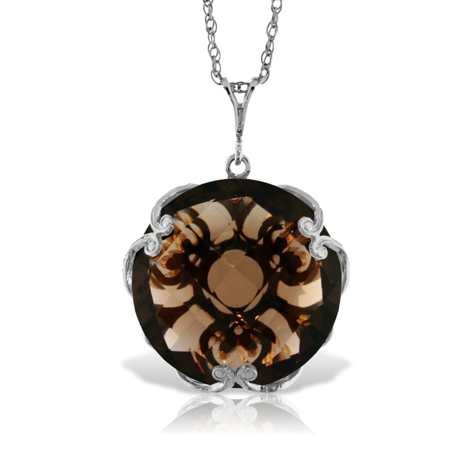 Galaxy Gold 14K Solid Gold Checkerboard Pendant Necklace for Women - White Gold Fine Jewelry