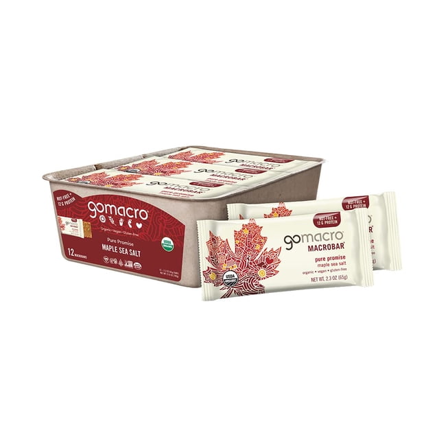MacroBar Organic Vegan Protein Bars - Coconut + Almond Butter + Chocolate Chips (2.3 Ounce Bars, 12 Count)