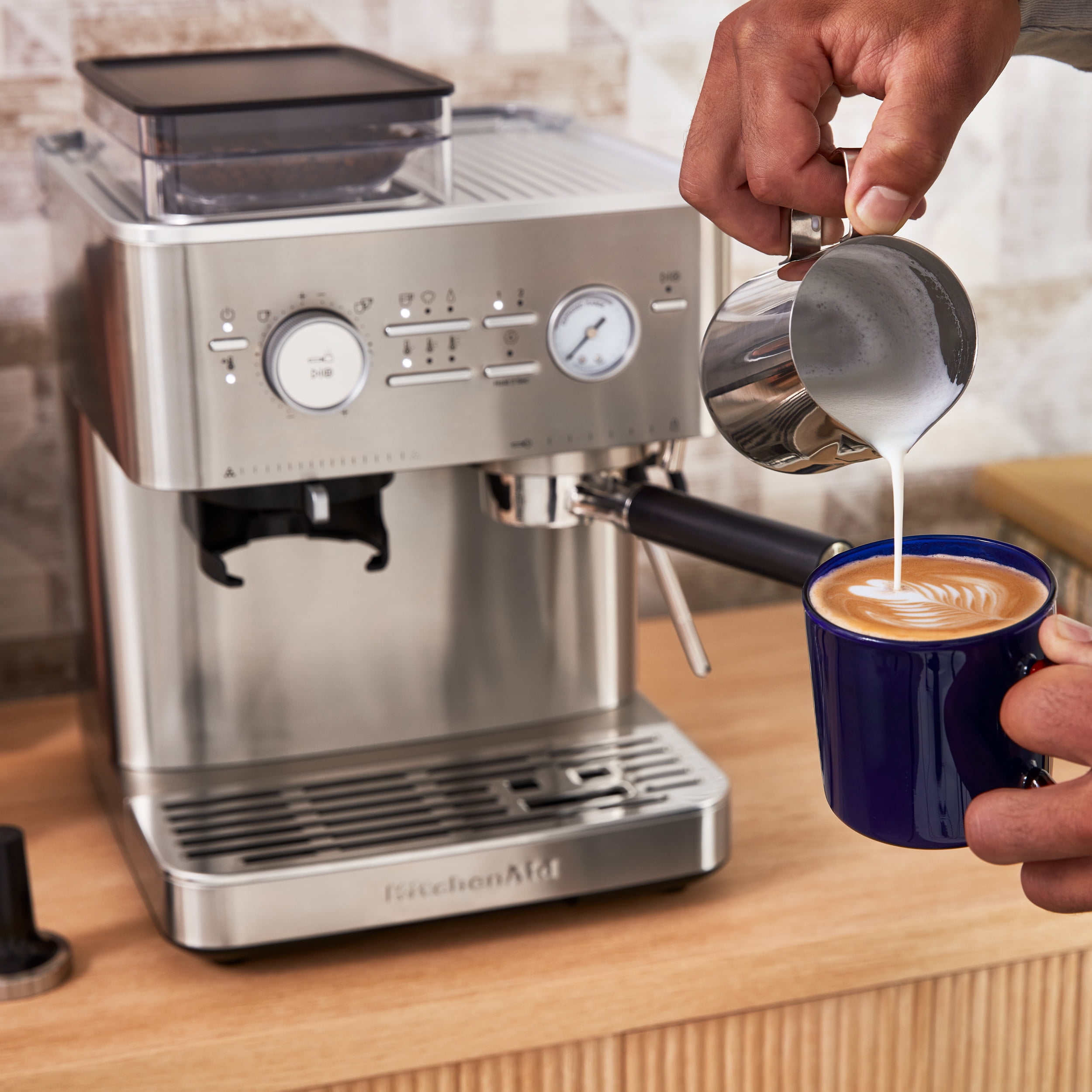 KitchenAid Semi-Automatic Espresso Machine with Burr Grinder | Brushed Stainless Steel