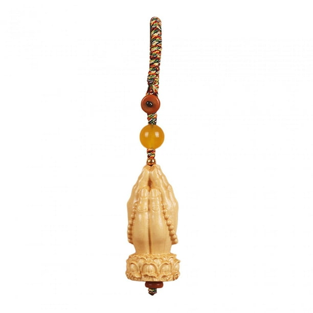Llavero de Buda de madera de 3,5 pulgadas, colgante hecho a mano, accesorio decorativo Estilo E