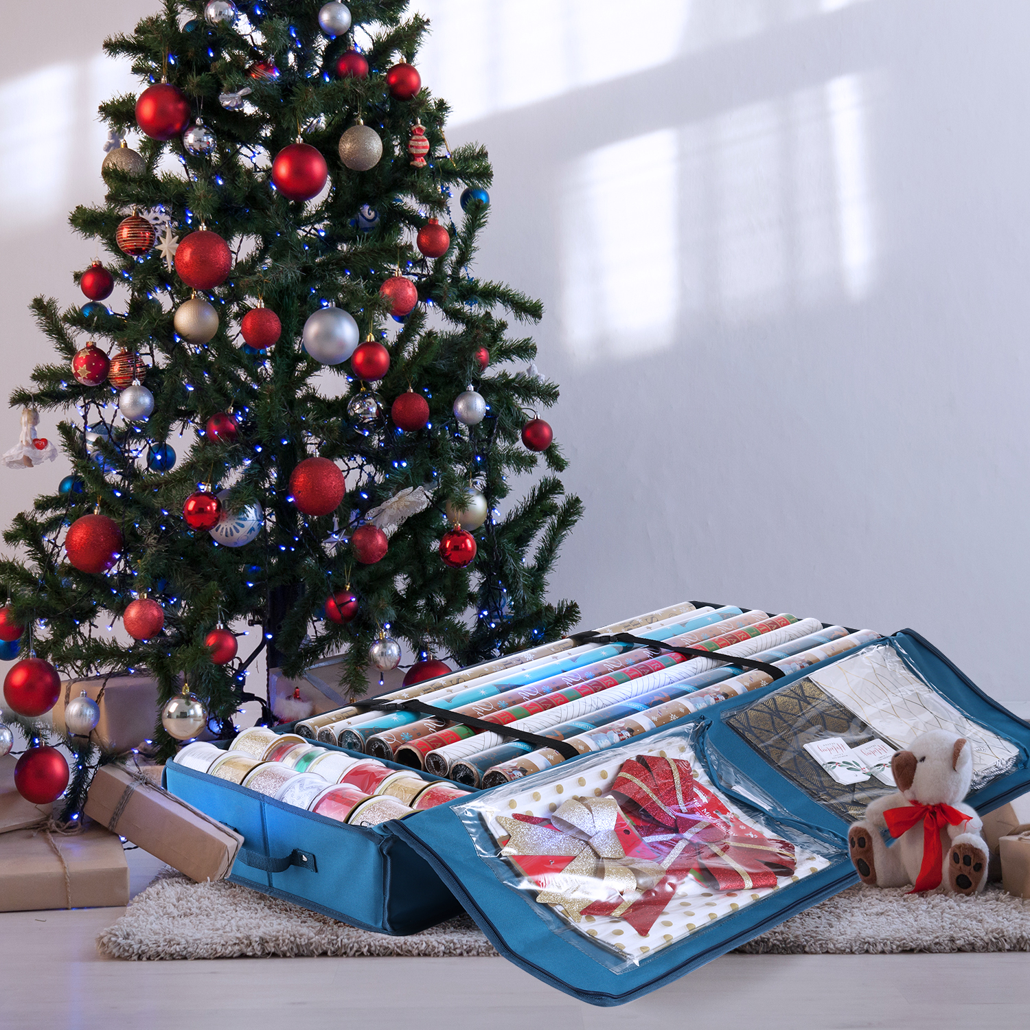 Hearth & Harbor Wrapping Paper Storage Container, Blue photo 3