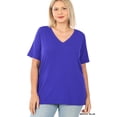 thumbnail image 3 of Zenana Women & Plus Relaxed Fit V-Neck Short Sleeve Basic Jersey T-Shirt Tops, 3 of 5