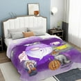 thumbnail image 5 of Halloween Throw Blanket Funny Sleepy Gnome Ghost Witchy Cat Spooky Fleece Blanket, Soft Cozy Lightweight Halloween Purple Blanket for Couch Bed Sofa Home Decorations 60" x 80", 5 of 6