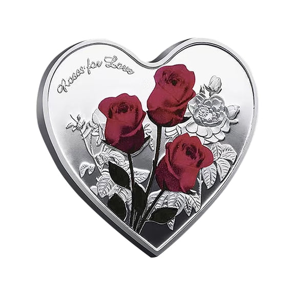 hengsof Heart-shaped Rose Metal Commemorative 52 Types Of Confession Valentine's Day Love Heart Gift