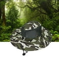 thumbnail image 3 of Bucket Hat Fishing Sun Protection Outdoor Fishing Cap Camouflage Mesh Dark Green, 3 of 4