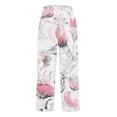 thumbnail image 5 of Jxximdong Pants for Women Women's Linen Printed Fashionable Simple Casual Loose Pants Pink L Trousers, 5 of 5