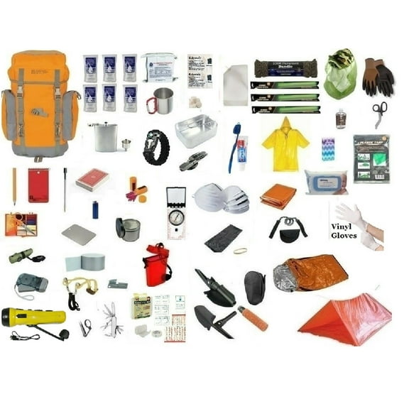 72 Hour Bug Out Backpack Bag Pack Survival Emergency Disaster Kit Zombie 3 Day Supply Kit (Orange/Grey)