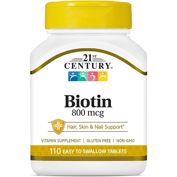 21st Century Maximum Strength Biotin Tablets, 800 mcg, 110 Count