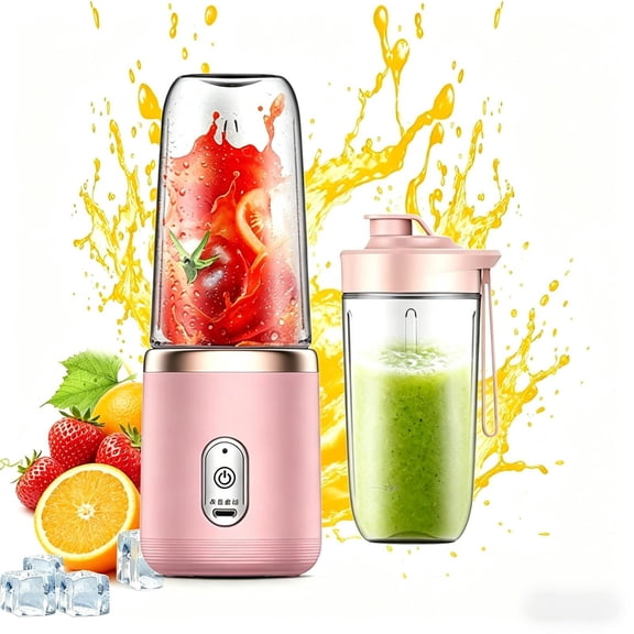 Portable Blender, Personal Blender USB Rechargeable, Mini Blender for Shakes and Smoothies, 14 fl oz Portable Citrus Juicer Cup With 6 Blades and Cup, Handheld Blender for Travel Gym Kitchen,B