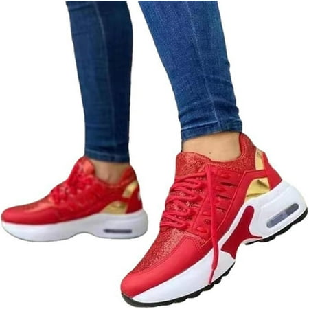 Women s Fashion Low Top Sneakers Casual Lace Up Canvas Shoes Slip-On Flats Play Sneakers Lightweight
