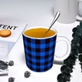 thumbnail image 5 of Yiaed Buffalo Plaid Blue Black Print Ceramics Coffee,Large Handle Design,Extra Large Tea and Coffee Cup for Office and Home Mugs, 5 of 6