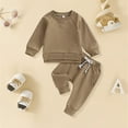 thumbnail image 3 of Youmylove Toddler Baby Boys Girls Clothes Solid Color Long Sleeve Pullover Sweatshirt Pants Set 2PCS Fall Winter Outfit Baby Child Leisure Dailywear, 3 of 3