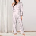 thumbnail image 2 of KLL Cartoon Rabbit Print Women's Long Sleeve Pajamas with Pants Sleepwear Loungewear 2 Set-Small, 2 of 7
