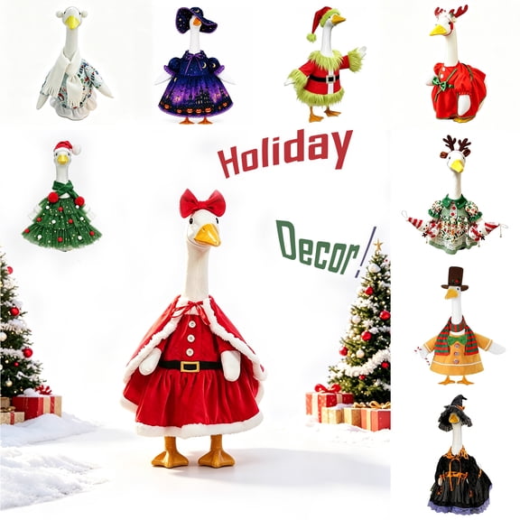 Lzobxe Porch Goose Clothes, Casual Style Lawn Yard Garden Decor for 23" High Cement or Plastic Geese, Goose Costume for All Season and Occasiona