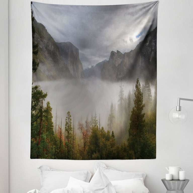 America Tapestry American Valley Autumn View Dark Clouds Heavy