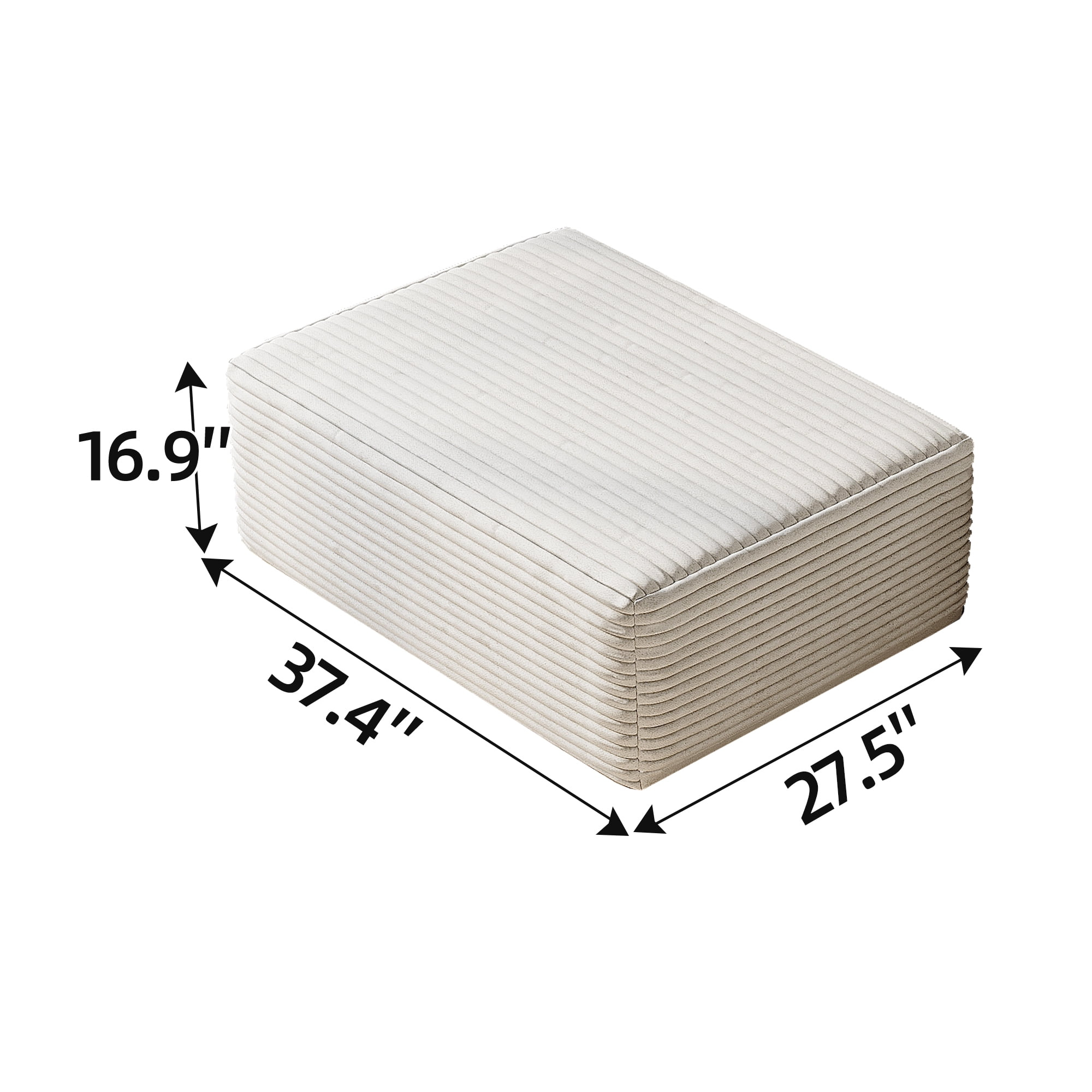 MAYEERTY Sofa Ottoman Black&White Plush Corduroy No Assembly