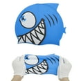 thumbnail image 5 of Unique Bargains 1 Pc Waterproof Cartoon Fish Pattern Swim Cap Deep Blue, 5 of 6