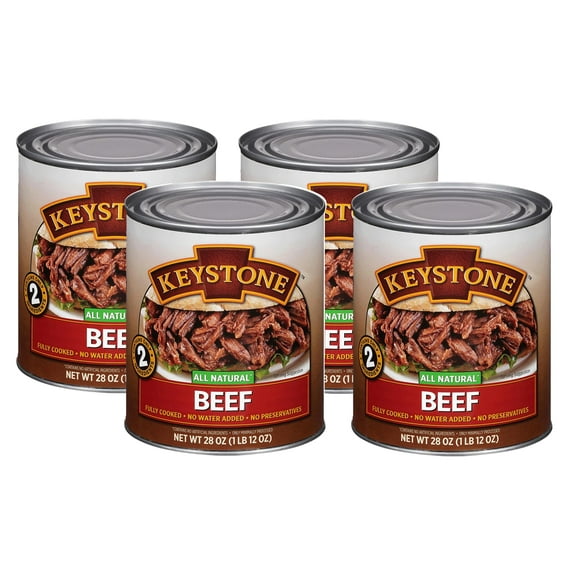 Keystone Meats All TWE5 Natural Heat and Serve Canned 28 Oz Fully Cooked Canned Meat Long Shelf Life Emergency Survival Canned Food Ready to Eat No Preservatives Gluten Free Made in USA Pack of 4