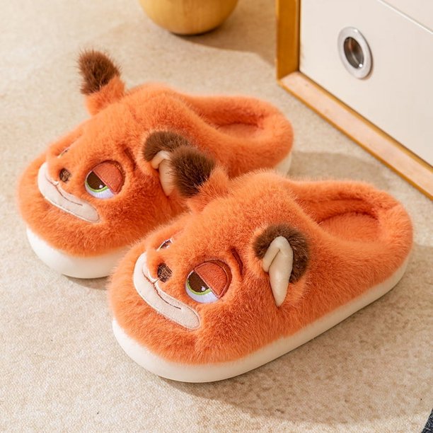 Zapatillas de algodón Disney Zootopia, otoño 2024, nuevas zapatillas antideslizantes para el hogar, pantuflas peludas cálidas