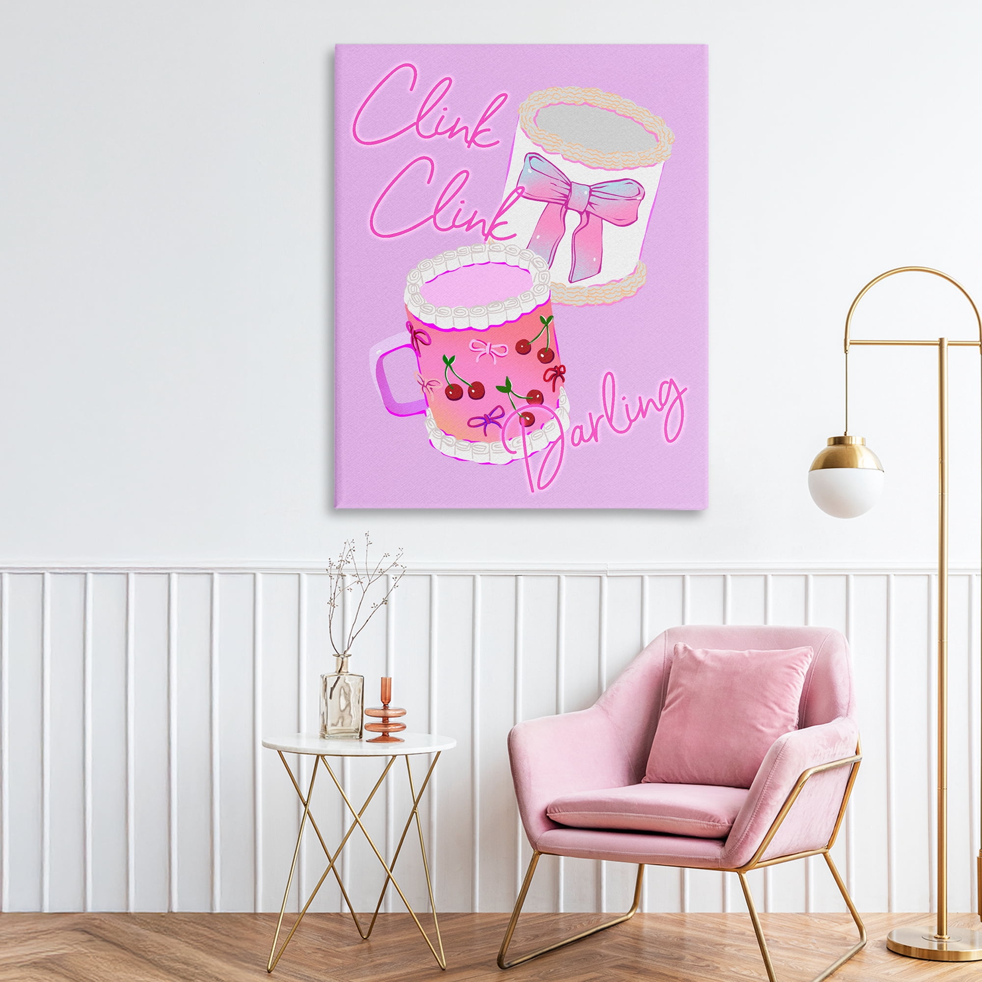 Stupell Industries Clink Darling Cherry Mug Canvas Wall Art, design by Ziwei Li