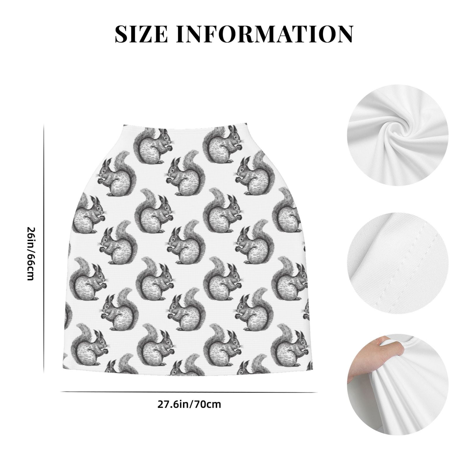 Fotbe Black Squirrel Pattern Car Seat Covers for Babies, Nursing Breastfeeding Cover Infant Carseat Canopy, Soft Stretchy Carrier Cover