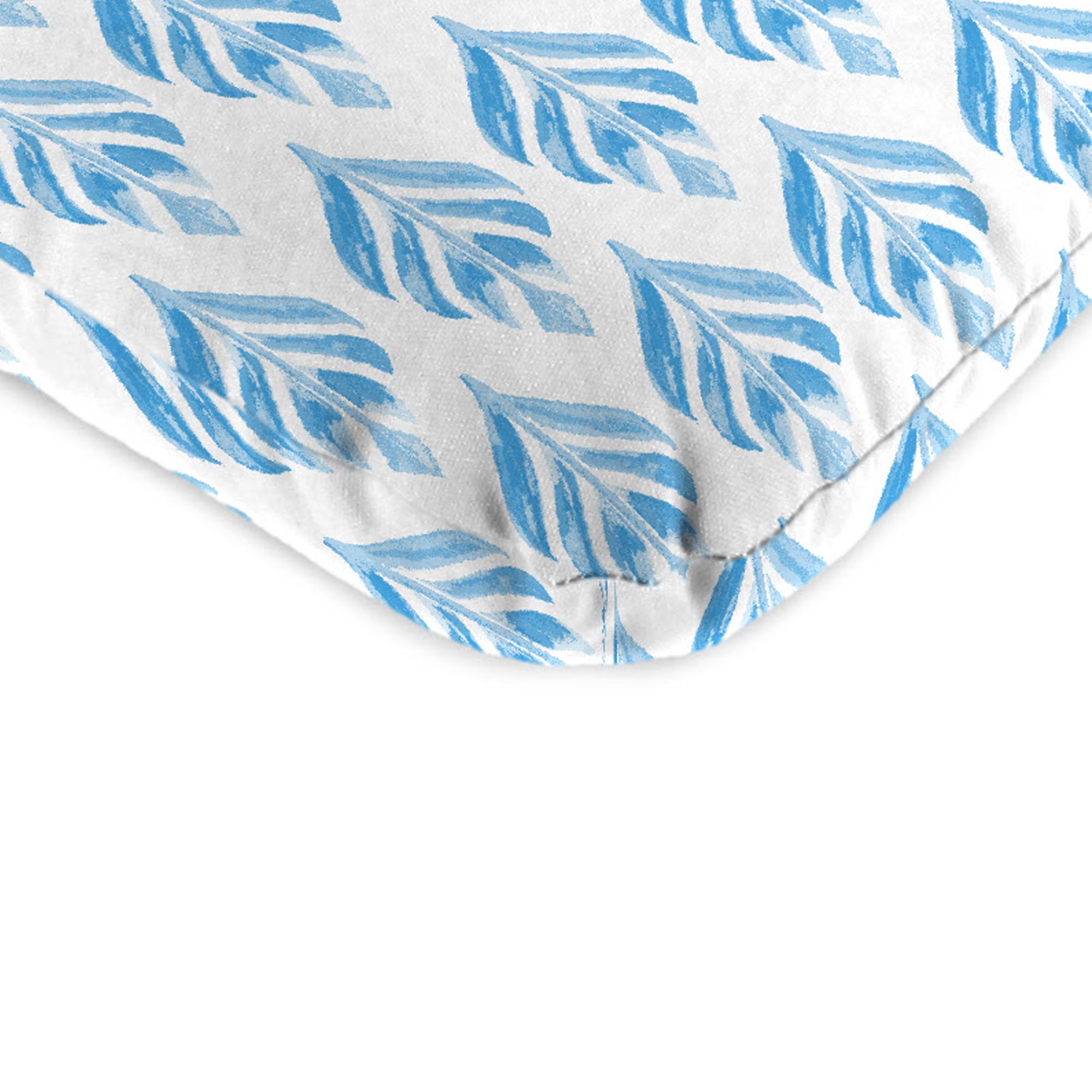 Jordan Manufacturing 45" x 22" Marvel Azure Blue Leaves Rectangular Outdoor Chair Cushion with Ties and Hanger Loop