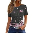 thumbnail image 1 of Tops de Manga Corta de Algodón para Mujeres Cuello Redondo Impreso Casual, Blusa de Moda para el Hogar Y el Uso Diario, 1 of 4