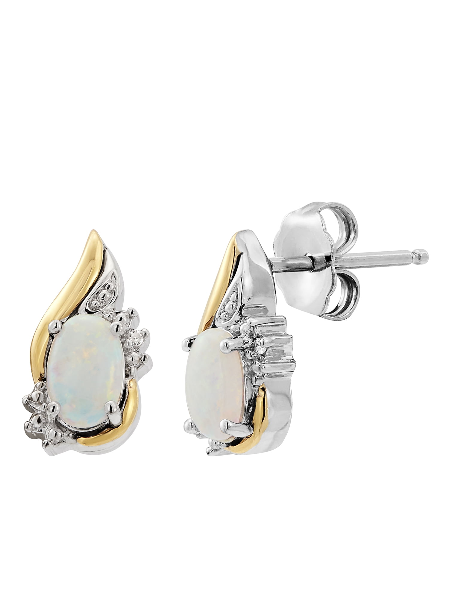Brilliance Fine Jewelry Created Opal Diamond Earrings in Sterling