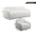 thumbnail image 2 of Roundhill Furniture Adell Polar Bear 2-Piece Living Room Set, Sofa and Swivel Chair, Ivory White, 2 of 9
