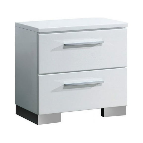 Bowery Hill 2 Drawer Nightstand in Glossy White