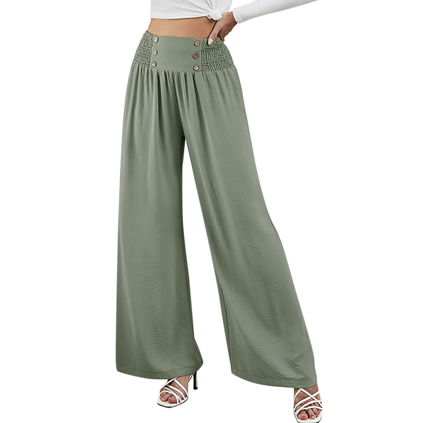 Akiihool Women Pants Casual Plus Size Women's Causal High Waisted Wide