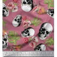 thumbnail image 1 of Soimoi Satin Silk Fabric Monstera Leaves,Floral & Horror Skull Halloween Printed Craft Fabric by The Yard 42 Inch Wide, 1 of 1