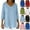Light Blue, variant on Womens V Neck Tops Long Sleeve Side Slit Short in Front Long Back Top Solid Color Loose Pullover with Pockets Black XL