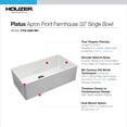 thumbnail image 5 of Houzer Platus 33 inch White Fireclay Apron Front Farmhouse Single Bowl Kitchen Sink - PTG-4300 WH, 5 of 9