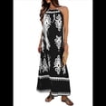 thumbnail image 3 of Vestido de Verano para Mujer 2025, Estampado Floral, Tirantes Finos, Holgado, Estilo Bohemio, para Playa y Vacaciones Negro XL, 3 of 9