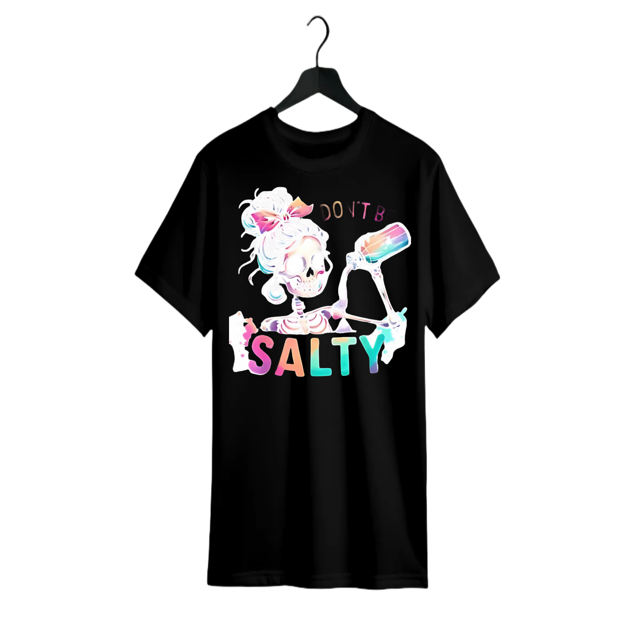 Skeleton Girl oversized T-Shirt – Neon Pastel Hair Bun and Sassy Quote for Summer Top Vintage
