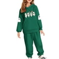 thumbnail image 2 of Auroural Girls Clothes 10-12 Sets Winter Winter Long Sleeved Set For Boys And Girls Hoodie Set For Children Hooded Sweatshirt Set For Children Two-piece Sweatshirt Sets Army Green 12 Years, 2 of 6