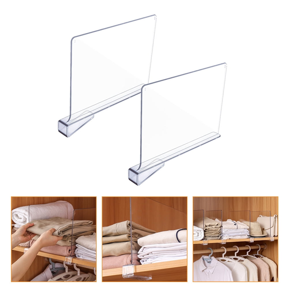 Jiandong Drawer Dividers Clear Shelf Dividers - 2pcs Closet Organizer - Kitchen Cabinet Separator(12X8.07X1.18Inch)