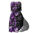 thumbnail image 2 of WFJCJPAF 2025 New Product Autumn Dresses for Women Plus Size,Women's Summer Printed Fashion 3/4 Sleeve Turndown Collar Dress - Purple M, 2 of 5