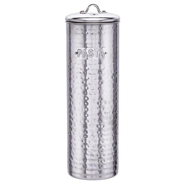 Hammered Stainless Steel Pasta Canister, 12" H.