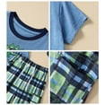 thumbnail image 7 of Trolimons Boy's Dinosaur Print Short Sleeve T Shirt Plaid Pattern Pocket Shorts Outfit Set, 7 of 7