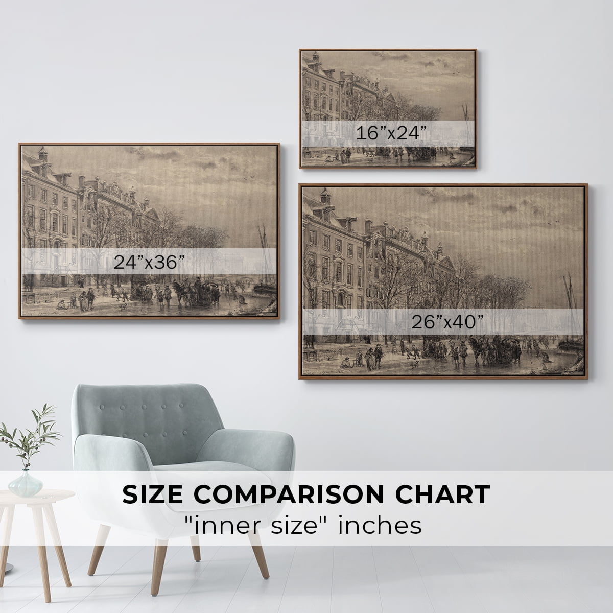 Vintage Landscape-CCXXXIII By Wexford Home Framed in Walnut Wood Gallery Wrapped Canvas 27 in. x 41 in.