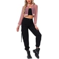 thumbnail image 2 of Chaqueta Bomber Crop INSPIRE CHIC para mujer, ligera de malla transparente, de manga larga, color rosa oscuro, 2 of 5